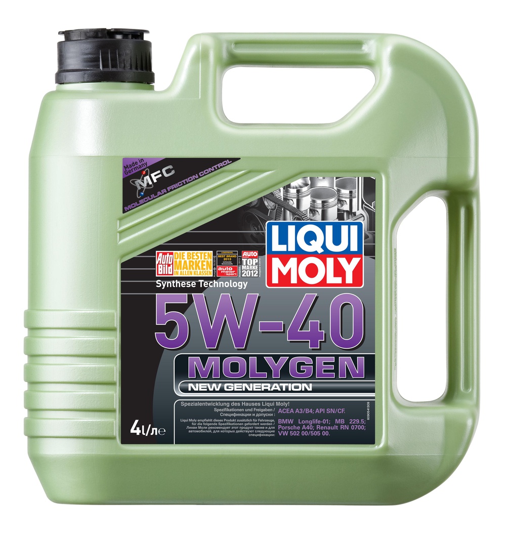 LIQUI MOLY 9054 LM Molygen New Generation 5W-40 SN, A3B4 Масло моторное синт. (LL-01, 229.5, 502.00, 505.00) 4л